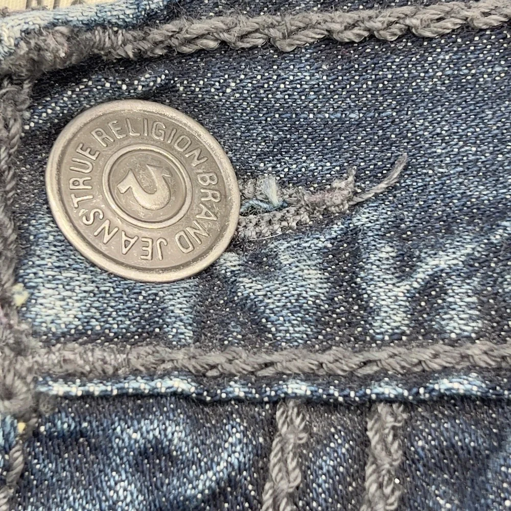 True Religion Mens 44x33 Ricky Relaxed Straight Leg Jeans Y2K Denim Made In USA